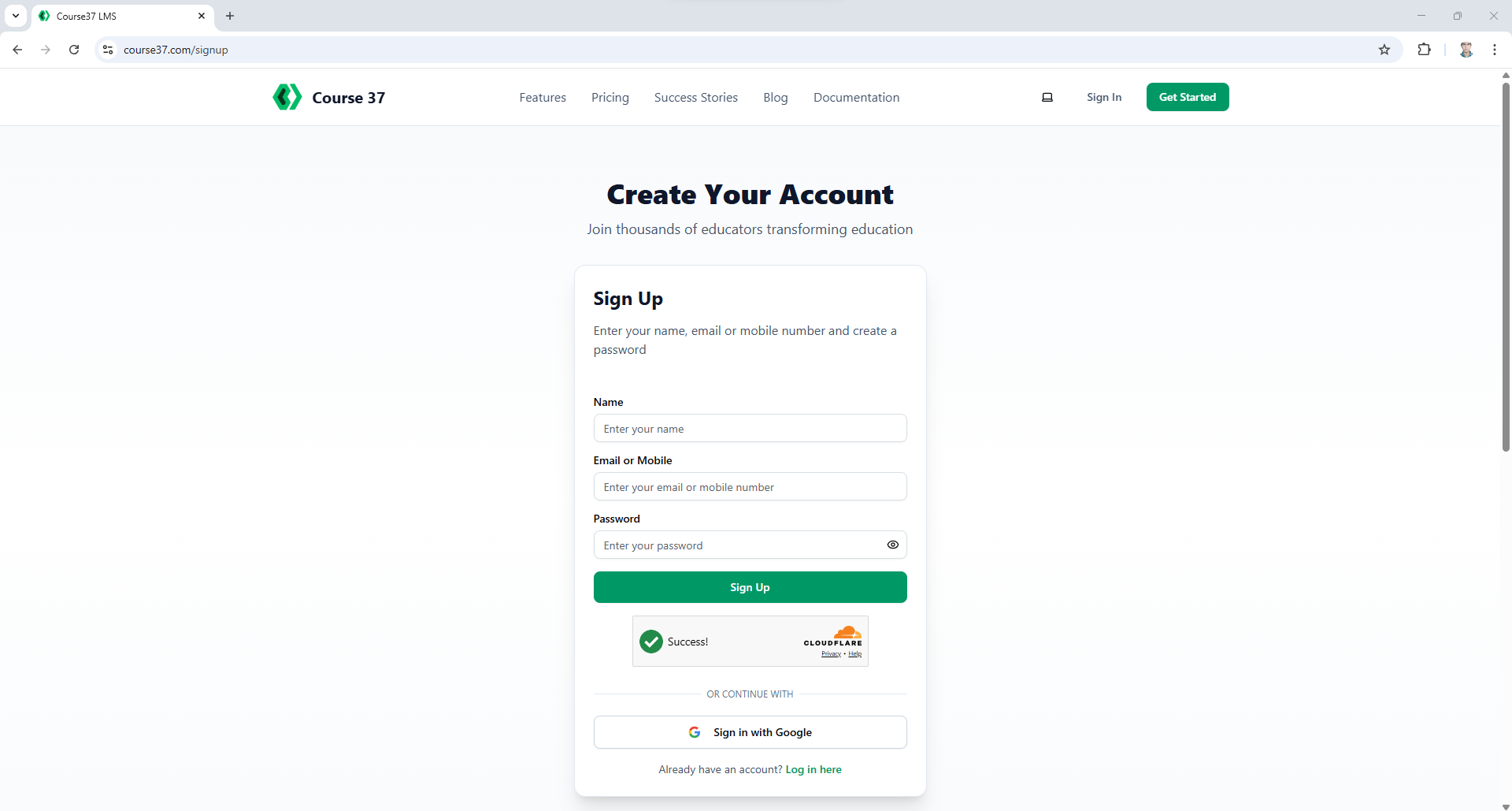 Sign Up Page